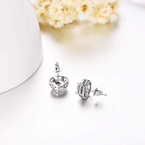 Aoboco Sterling Silver Halo Earrings Stud Earrings For Women, Gorgeous Crystals From Austria, Birthday Jewelry Wedding Gifts For Daughter Mom Sister Niece Friends Girlfriend Wife Mom Grandma Fiancée #TOP3