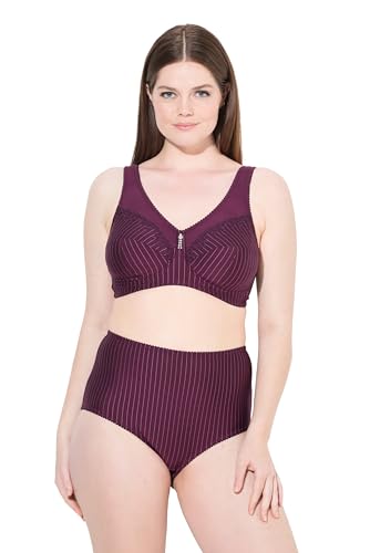 Ulla Popken Damen große Größen Übergrößen Plus Size Entlastungs-BH, Strassanhänger, ohne Bügel traubenrot 110D 658495844-110D