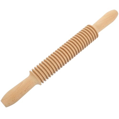DOITOOL Multi-Function Wooden Lattice Cutter Rolling Pin Textured Dough Roller for Spaghetti Pasta Handmade Noodles Pastry Pizza Bread Cooking Tool
