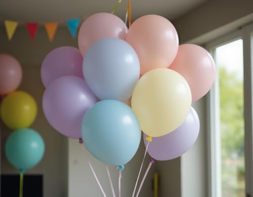 AFTERLOON® Biodegradable Balloons 24 pcs Pastel Assorted 12 Inch, Matte Color Thickened Extra Strong Latex Helium Float, Colorful Bulk Color ballon Globos Para Decoration De Fiestas Kids Rainbow by Balloon Red - Image 2