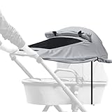 WD&CD Kinderwagen Sonnensegel, Premium Sonnensegel für Kinderwagen mit UV Schutz 50 +, mit Sichtfenster und extra breite Schattenflügel, Grau