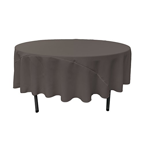 La Linen 90-Inch Round Polyester Poplin Tablecloth, Charcoal #TOP29