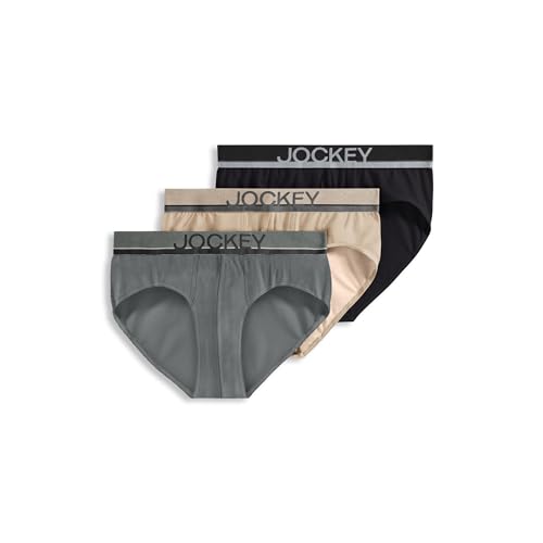 Jockey Men's Underwear True Style Brief - 3 Pack, Grey/Beige/Black Night, XL