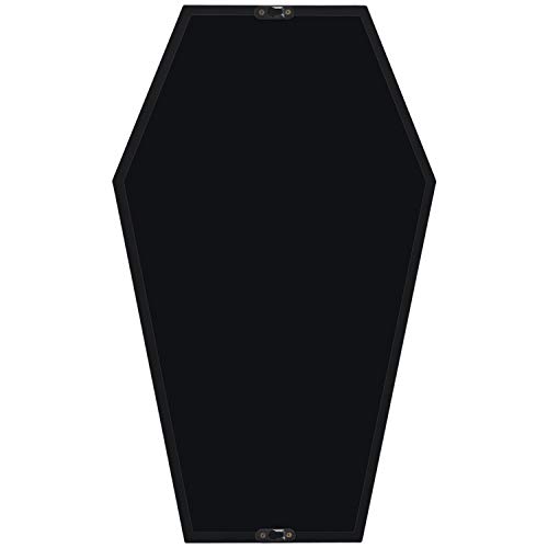 Gothvanity Coffin Mirror - Gothic Decorations For Bedroom ,Living Room Or Bathroom - Hooks Included - Large And Sturdy - Wooden Wall Mirror - Black - 20X12 Inches #TOP2