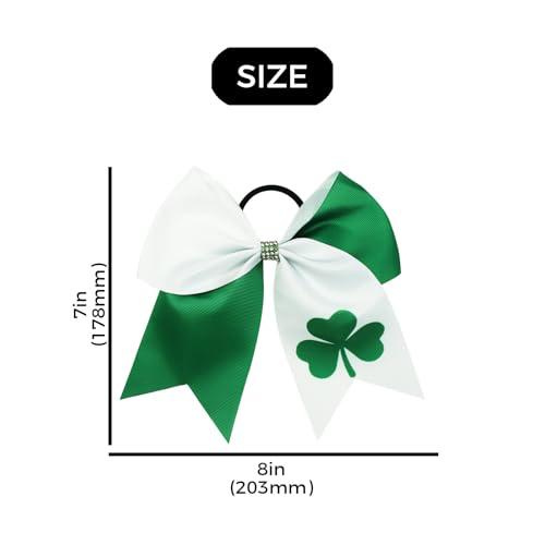 St. Patrick's Day Bows Hair Clips Large Cheer Bows Hair Barrettes with Rhinestone Green Shamrock Bowknot Hair Pins Saint Patricks Day Hair Accessories for Women Girls Irish Party Supplies image 5