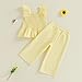 Thorn Tree Girls Summer Outfits Ruffle Sleeve Button Up Dress Tops Plaid Linen Pants Spring Toddler Girl Clothes (Yellow B, 4-5T)