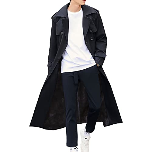 Image of Pantete Men's Double Breasted Trench Coat Oversized Windbreaker Long Jacket