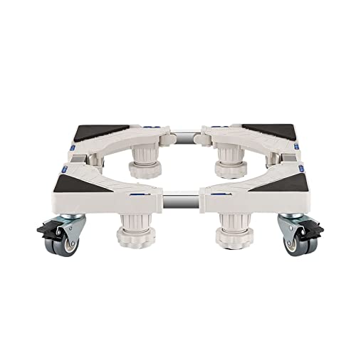 Soporte para lavadora, soporte para lavadora, base ajustable móvil con 4 ruedas de bloqueo, pedestales y marcos para enfriador de vino, nevera, congelador (4 patas y 4 ruedas)