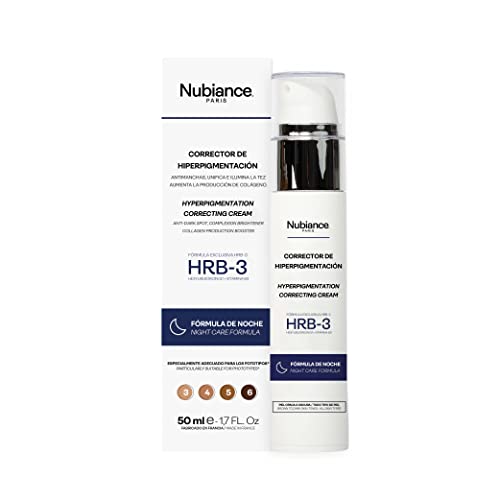 NUBIANCE - Tratamiento Corrector de Hiperpigmentación HRB-3, Fórmula de Noche, 50ml. Crema Anti Manchas para Rostro y Manos - Piel Negra & Mate - Crema Iluminador