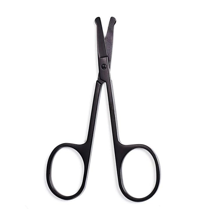 SWASCO Nose Hair and Eyebrows Hair Cutting Curved Grooming Scissor | Precision Curved Blade Scissor for Beard, Mustache & Facial Hair| Blunt Round Tip Safely Non-Rusting Nasal Scissors | Silver 2