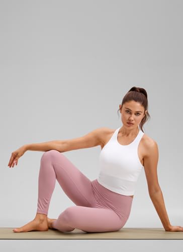 Image of CRZ YOGA Seamless Rib Racerback Crop Tank | Light Support, Removable Pads, Yoga, Ribbed, Racerback, Longline Sports Bras for Women
