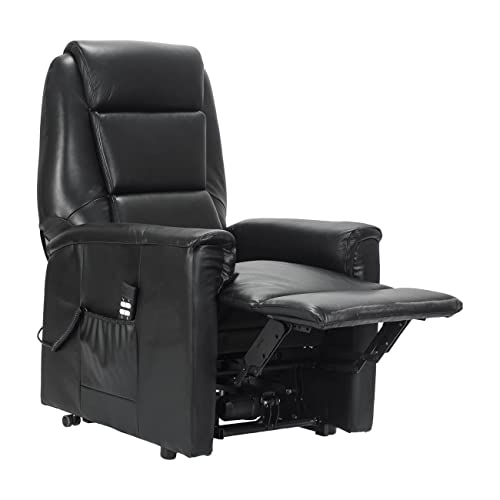 POLTRONE ITALIA Rebecca 2 Motoren Leder PERSONALISIERTEN fernsehsessel mit aufstehhilfe Medizinisches Gerät 2 Räder Schwarz – Bild 4