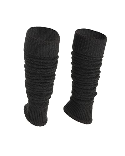 Ateena Woll-Beinwärmer für Damen, Winter-Strick-Häkel-Fußwärmer im Fischgrätenmuster, Damen-Gamaschen für Tanz, Ballett, klobige Stiefelmanschetten in Einheitsgröße, Schwarz thumbnail
