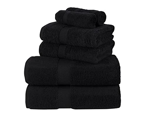 La Maison 100% Egyptian Cotton 600GSM Superior Towel Bale Set Hand Towel Bath Towel 6 Piece Super Soft Everyday Use (Black)