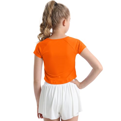 QBK 6Years to Youth Girls Crop Top Tee Shirts Short Sleeve Square Neck Cotton Basic Summer Tops Fitted T Shirt for Girls3