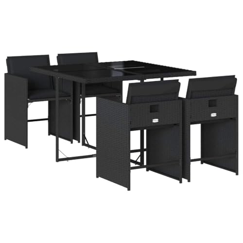 vidaXL Ensemble à Manger de Jardin Coussins 5 pcs, Chaises à Manger avec Accoudoirs, Ensemble de...