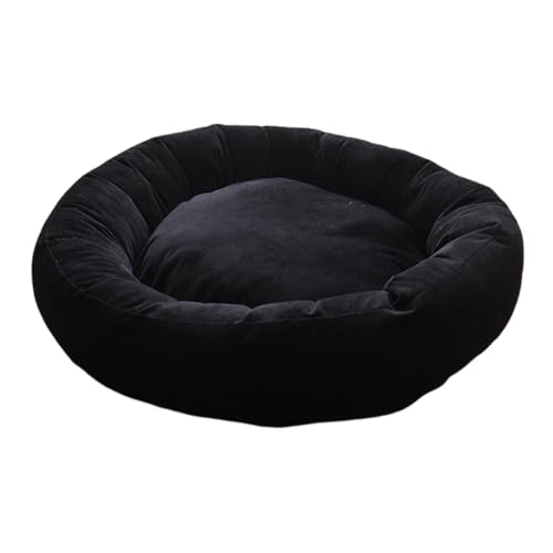 Panier pour chat et tapis de couchage lavable en forme de beignet noir L - 8