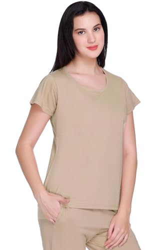Image of GODFREY Women Round Neck Half Sleeve Cotton T Shirts