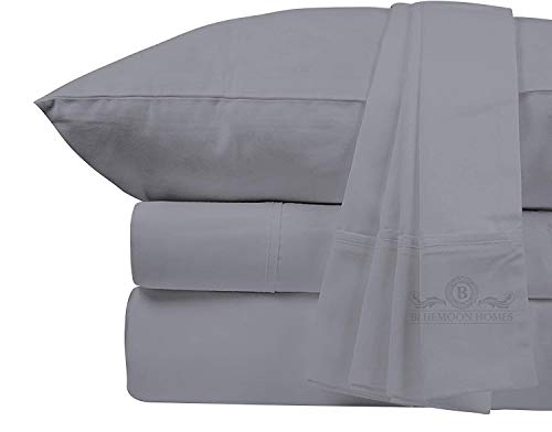 Black Friday - 80% OFF Bluemoon Homes King Size Sheet Sets with Deep Pockets 800 Thread Count 100% Egyptian Cotton - Extra Long-Staple Cotton, Fits Mattress Upto 18'' Deep Pocket, Sateen Weave, Soft Cotton(Silver Grey)