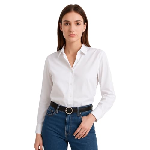 Image of NDDLEMAN Women's Vegan Leather Belt with Round Silver Metal Buckle | Matte Finish | Premium Stitching | Casual & Formal Wear