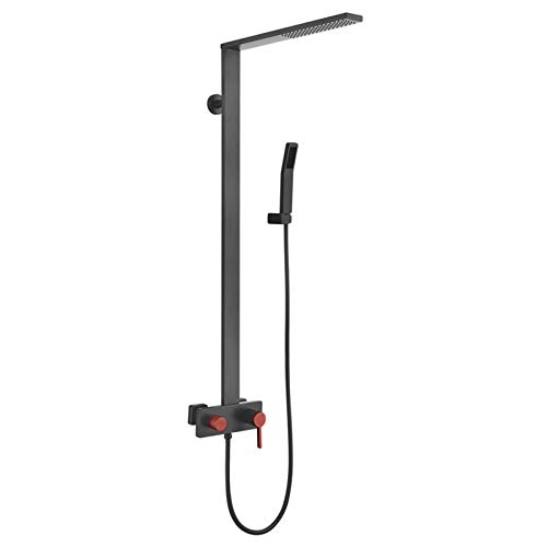 Robinetterie de douche murale design moderne avec jet cascade noir et rouge