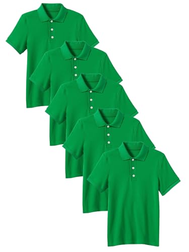 Image of Galaxy by Harvic Polo Shirt for Boys - 5 Pack School Uniform for Boys, Tagless Cotton Blend - Soft Comfortable Everyday Wear