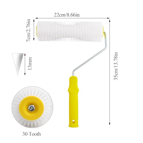 Miniatura 2 de Cozlly 22cm 15cm Rodillo De Puas Autonivelante, Longitud De Púa: 11 Mm, Rodillo Antiespumante Autonivelante Para Remover Pegamento Resina Hormigón Yeso 22cm
