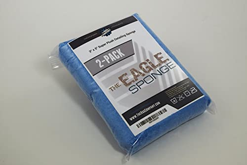 The Rag Company - Ultra Premium Korean Eagle Microfiber Detailing Applicator Sponge - Versatile Detailing Tool, Extra Absorbent, Able To Withstand Numerous Uses, 3In X 5In, Blue (2-Pack) #TOP1