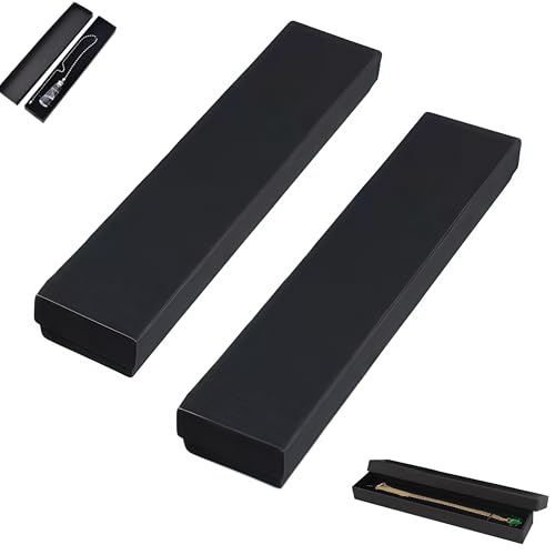 Zpeiran 2 Cajas de Regalo para Joyería Rectangulares Largas,Cajas Rectangulares Largas de Cartón negro,con Insertos de Espuma,para Pulseras,Collares,Pendientes Caja Exhibidora para Bodas y Regalos