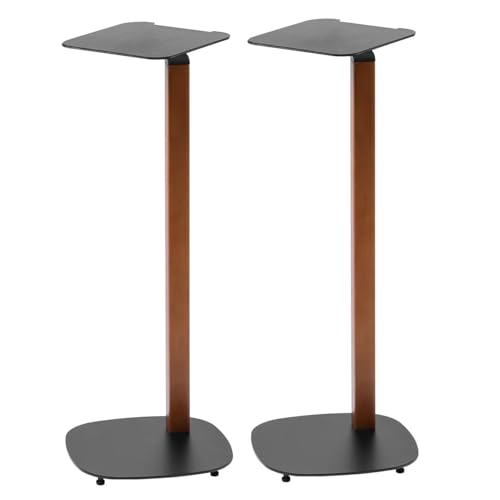 サンワダイレクト スピーカースタンド 天然木使用 耐荷重10kg 高さ78cm 天板23×23cm 置き型 スパイク型アジャスター付き ケーブル通し付き スピーカー 台 ブラック&木目 100-SPSTN07M