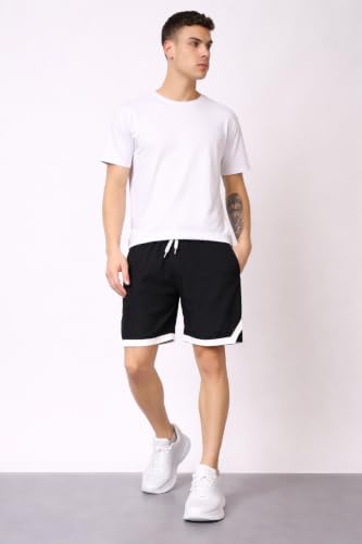 Image of London Hills Men's Sports Running Shorts Lightweight Quick Dry Gym Workout Training Shorts with Zipper Side Pockets Elastic Waist Adjustable Drawstring Athletic Activewear Running Jogging Fitness Yoga