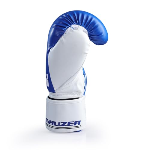 Image of MAUZER Tribal Shadow Fighter Boxing Gloves Training and Sparring Gloves with EIA Foam Padding Ventilated Palm Secure Thumb Lock Fit Velcro Wrist Support (Blue, 14 Oz)