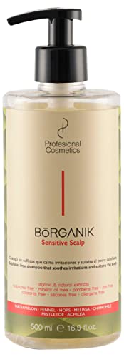 Profesional Cosmetics Borganik Sensitive Scalp - Champú sin Sulfatos Que Evita el Picor del Cuero Cabelludo, 500 ml