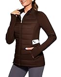 G Gradual Women's Lightweight Quilted Puffer Jackets 6 Pockets Warm Water Resistant Insulated Coat for Running Hiking (Toasted Brown,M)