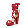 DREAM PAIRS High Chunky Block Platform Heels for Womens Strappy Gladiator Sexy Open Toe Dressy Sandal SDHS2205W Red 9