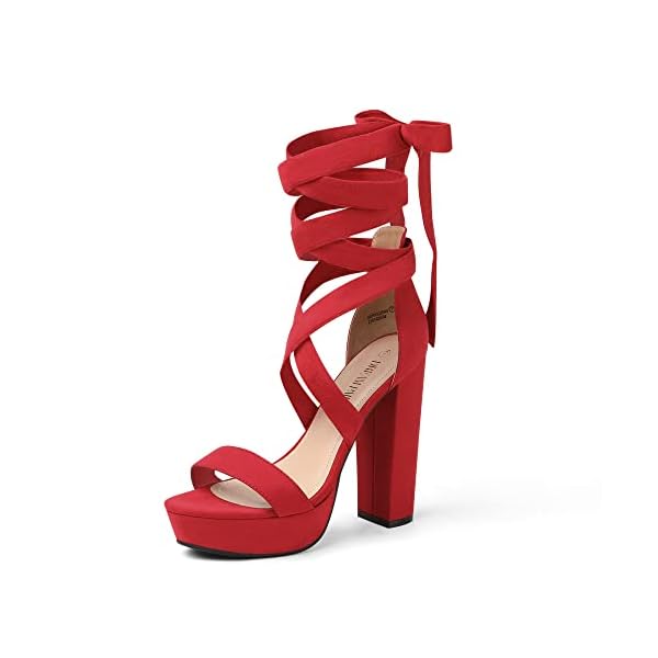 DREAM PAIRS High Chunky Block Platform Heels for Womens Strappy Gladiator Sexy Open Toe Dressy Sandal SDHS2205W Red 9