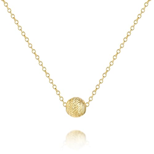 14K Gold Pendant Necklaces for Women Gold Necklace for Women Dainty Tiny Textured and Totally Charming Elegant Ball Necklace for Womens Trendy