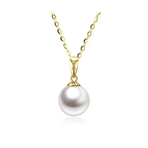 14K Gold Pearl Necklaces for Women with 18k Gold Pendant (Freshwater Cultured Pearl), Real Gold Present for Her, Jewelry Gifts for Mother Wife Girlfriend, 16"-18"