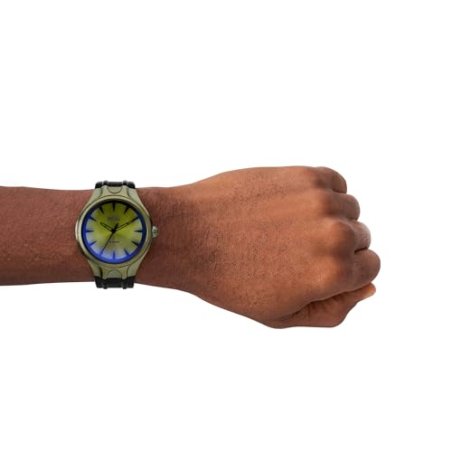 Image of Diesel Streamline Black Quartz Leather Watch DZ2218