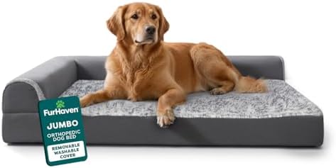 Furhaven Orthopedic Dog Bed for Large Dogs w/ Removable Bolsters ...