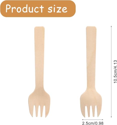 300 Stk Holzgabeln Disposable Cutlery Einweggabeln Kuchengabeln Holz Einmalbesteck Holzbesteck Löffel Gabeln Einmal Einwegbesteck Klein Holzlöffel Party Besteck für Camping Picknick 4 Inches