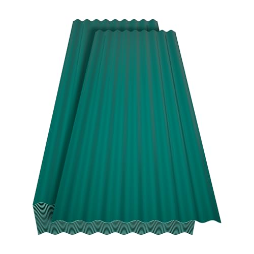 Corrugated Resin Roofing Panels 25Pcs 60.222 Inches with Screws Waterproof Plastic Roof Panel 5ft Roof Panels Sheets Wall Panels for Sheds Chicken Coops Terraces and Garages Green