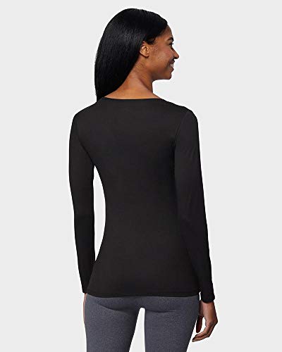 32 DEGREES Heat Womens Ultra Soft Thermal Lightweight Baselayer Scoop Neck Long Sleeve Top, Black, X-Large