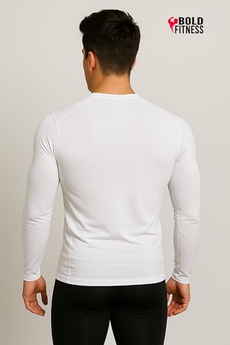 Image of BOLD FITNESS Men Full Sleeve Compression Regular Fit T-Shirt - Athletic Base Layer Tights for Fitness