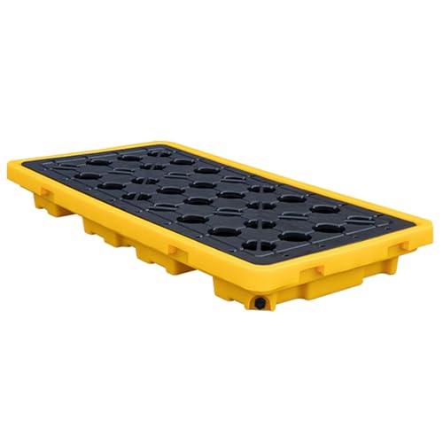 Modular Spill Containment Platform, Yellow And Black Polyethylene Pallet, Leak-proof, Removable Tray, Non-slip, Stackable Paint 