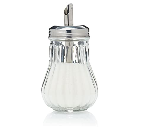 TIJAR Glass Sugar Dispenser Pourer, Retro Style Sugar Jar Decanter Cafe Bistro Restaurant Sugar Shaker Bowl (Glass Dispenser)