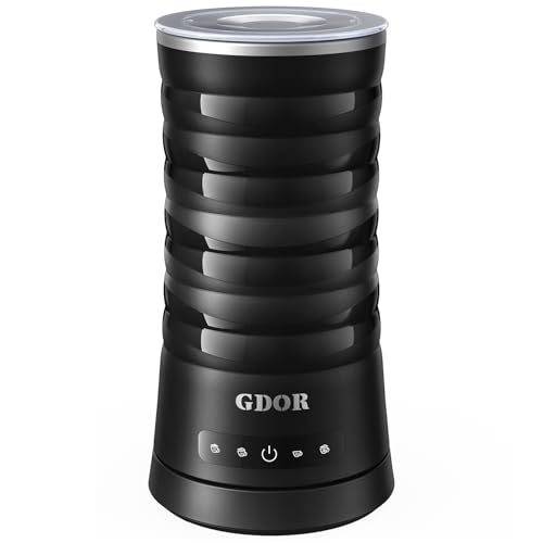 GDOR 4 in 1 Milk Frother and Steamer, 10oz Milk Steamer, Cold Foam Maker, Hot Chocolate Maker, Frother for Coffee, Latte, Cappuccino & More, Black