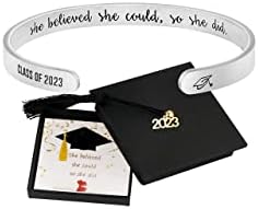 JoycuFF Graduation Gift for Her Encouragement Jewelry Mantra Cuff Bracelet Graduation Party Decorations 2023
