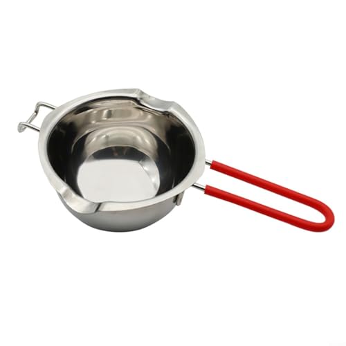Oniissy Stainless Steel Double Boiler Chocolate Warmer Melting Bowl for Candy Fondue Pot and Baking Needs with Efficient Heat Distribution(600ml red)