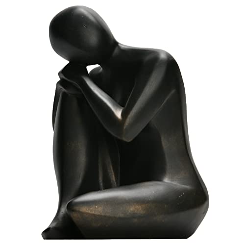 Guichifun Thinker Statue Resin Abstract Sculpture - Collectible Woman Figurine Art Home Office Bookshelf Desktop Black Decor Christmas Birthday Gifts For Men&Women 5.25 X 6.25 X 8.5 Inch #TOP2